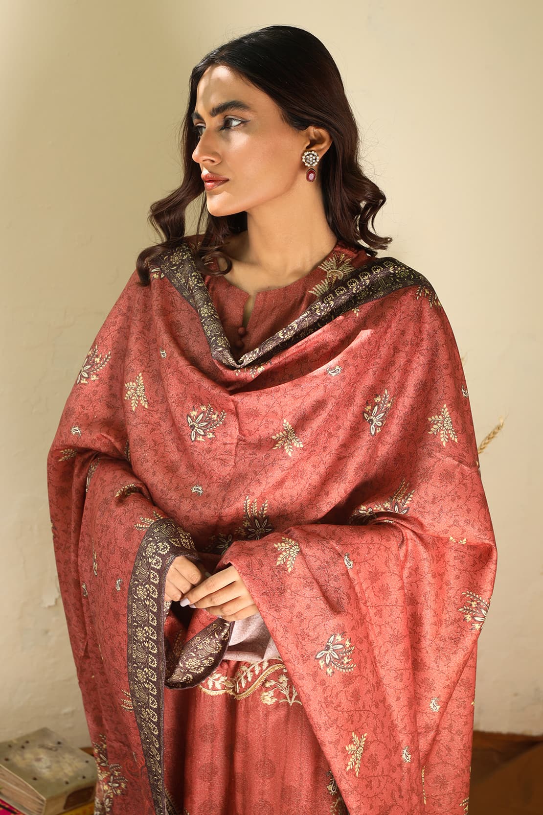 Rashid Textile Hazel Premium Embroidered Karandi Unstitched 3pc suit 8208