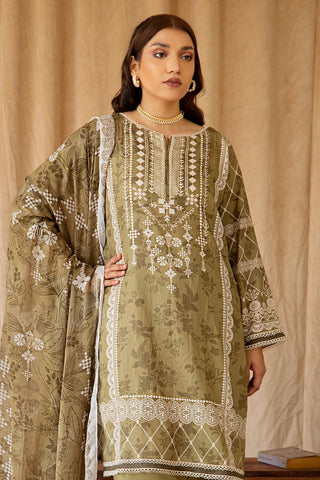 Rashid Textile Luxury Printed Cotton Satin 3pc Unstitched suit 8232