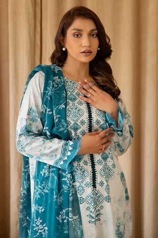 Rashid Textile Luxury Printed Cotton Satin 3pc Unstitched suit 8233