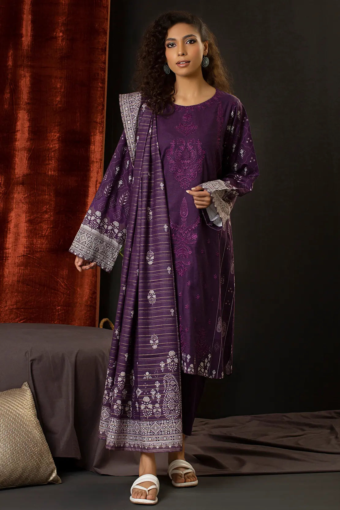Rashid Textile Aadab Embroidered Khaddar unstitched 3pc suit 8310