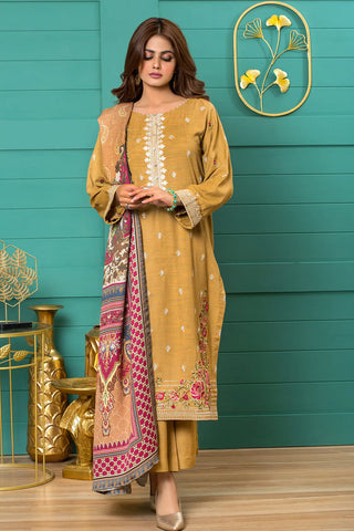 Rashid Textile 3Piece Unstitched Luxury Embroidered Mulberry Peach – 903