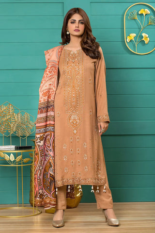 Rashid Textile 3Piece Unstitched Luxury Embroidered Mulberry Peach – 907