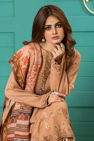 Rashid Textile 3Piece Unstitched Luxury Embroidered Mulberry Peach – 907
