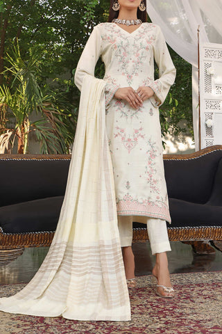 RIWAAJ LEATHER EMBROIDERED WINTER 3PC UNSTITCHED SUIT D-01