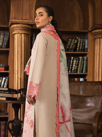 Rang Rasiya Carnation khaddar Shawl 3pc Unstitched Suit D-01 HANNAH