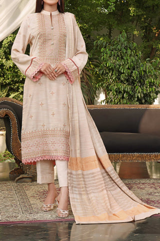 RIWAAJ LEATHER EMBROIDERED WINTER 3PC UNSTITCHED SUIT D-02
