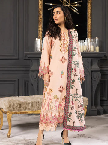 Rang Rasiya Carnation khaddar Shawl 3pc Unstitched Suit  D-04 ZIMAL