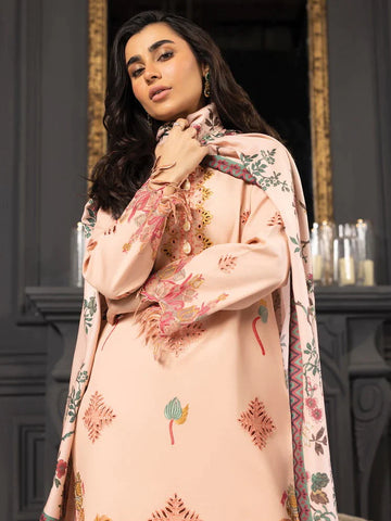 Rang Rasiya Carnation khaddar Shawl 3pc Unstitched Suit  D-04 ZIMAL