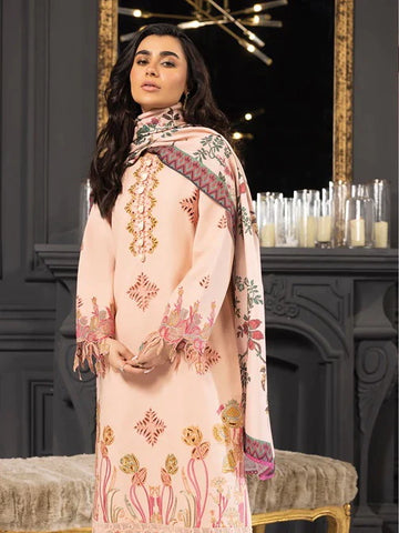 Rang Rasiya Carnation khaddar Shawl 3pc Unstitched Suit  D-04 ZIMAL