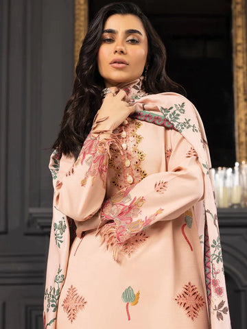 Rang Rasiya Carnation khaddar Shawl 3pc Unstitched Suit  D-04 ZIMAL