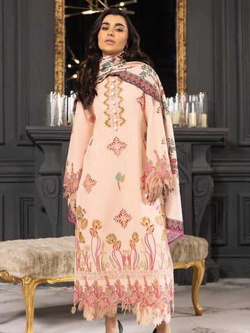 Rang Rasiya Carnation khaddar Shawl 3pc Unstitched Suit  D-04 ZIMAL