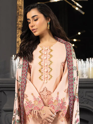 Rang Rasiya Carnation khaddar Shawl 3pc Unstitched Suit  D-04 ZIMAL