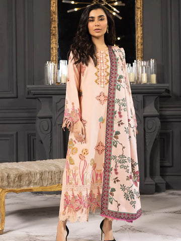 Rang Rasiya Carnation khaddar Shawl 3pc Unstitched Suit  D-04 ZIMAL
