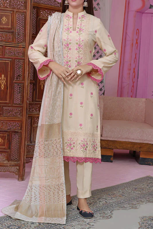 ANARKALI FANCY EMBROIDERED LEATHER 3PC UNSTITCHED SUIT D-04