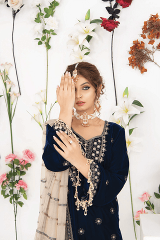 Makhmal E Singhar By Palwasha Embroidered Luxury Velvet Suit D-04