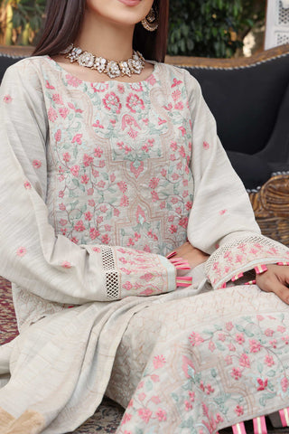 RIWAAJ LEATHER EMBROIDERED WINTER 3PC UNSTITCHED SUIT D-05