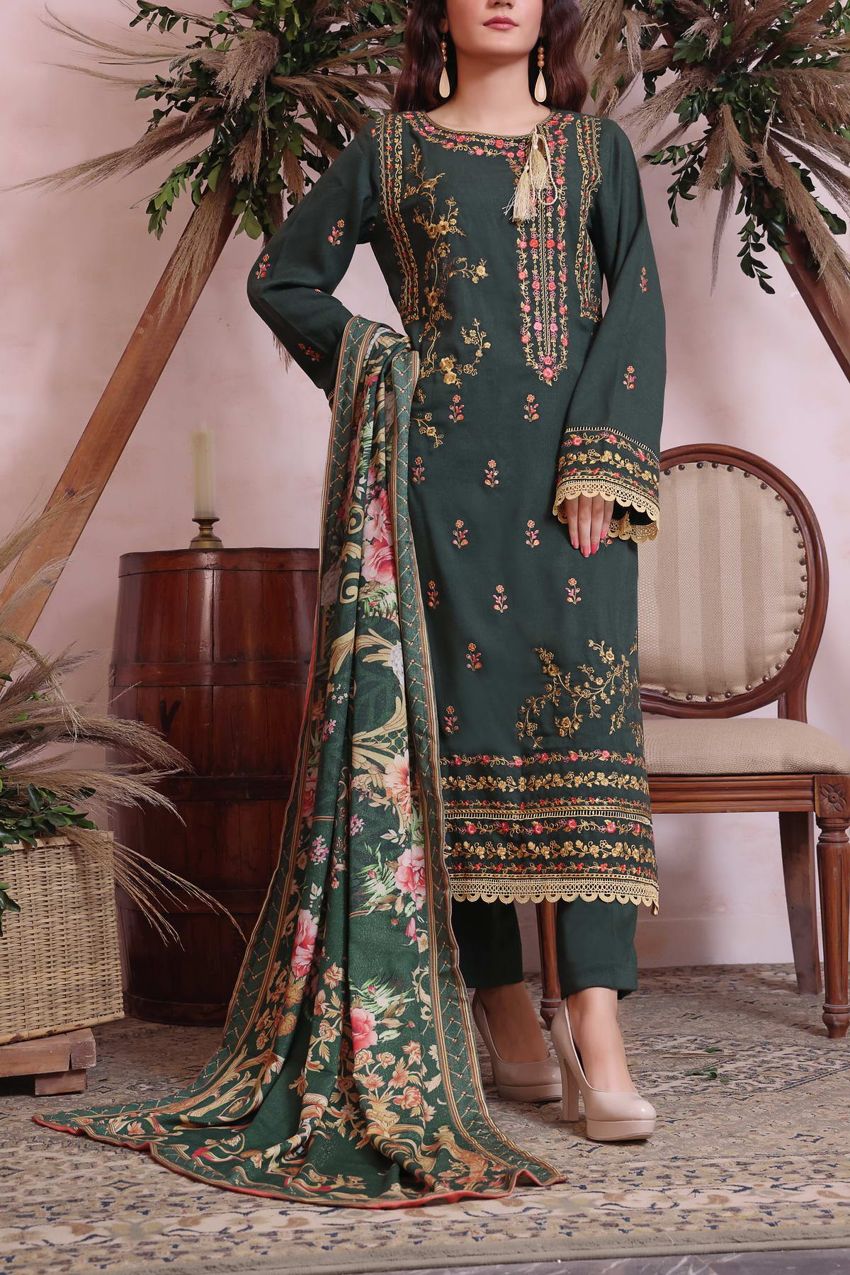 NAYAB LEATHER WINTER 3PC UNSTITCHED SUIT D-05