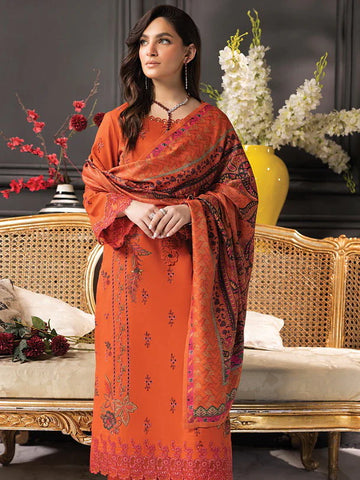 Rang Rasiya Carnation khaddar Shawl 3pc Unstitched Suit D-06 ANYA