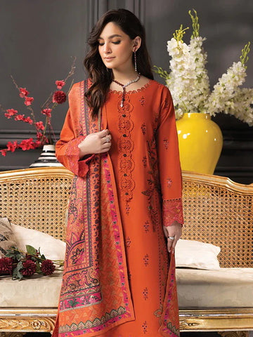Rang Rasiya Carnation khaddar Shawl 3pc Unstitched Suit D-06 ANYA
