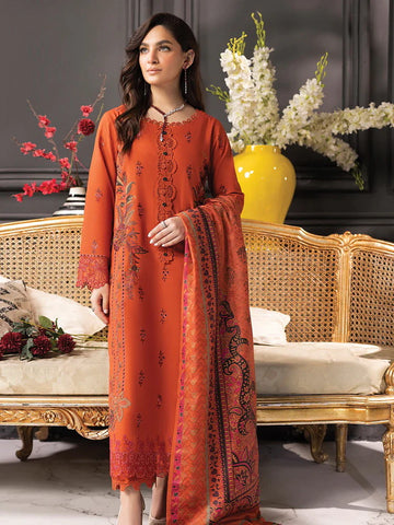 Rang Rasiya Carnation khaddar Shawl 3pc Unstitched Suit D-06 ANYA