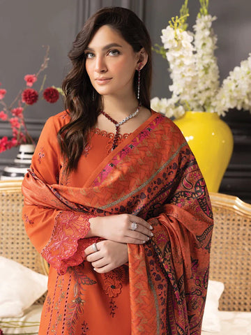 Rang Rasiya Carnation khaddar Shawl 3pc Unstitched Suit D-06 ANYA