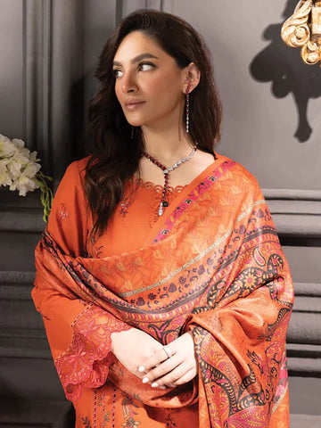 Rang Rasiya Carnation khaddar Shawl 3pc Unstitched Suit D-06 ANYA