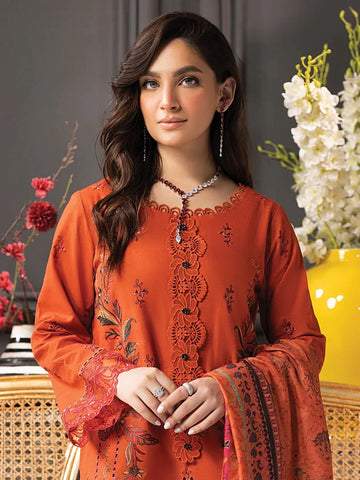 Rang Rasiya Carnation khaddar Shawl 3pc Unstitched Suit D-06 ANYA