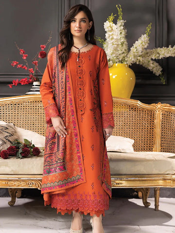 Rang Rasiya Carnation khaddar Shawl 3pc Unstitched Suit D-06 ANYA