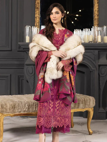 Rang Rasiya Carnation khaddar Shawl 3pc Unstitched Suit D-08 ANAN