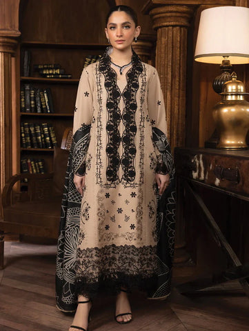 Rang Rasiya Carnation khaddar Shawl 3pc Unstitched Suit D-09 DANEEN