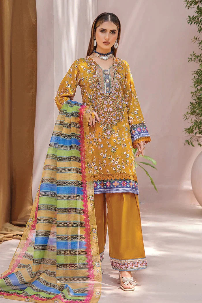 Khas Fashion Salai Karhai Emb Cambric Unstitched 3pc Suit KOE-2181