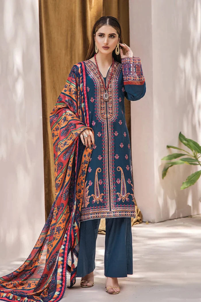 Khas Fashion Salai Karhai Emb Cambric Unstitched 3pc Suit KSE-1936