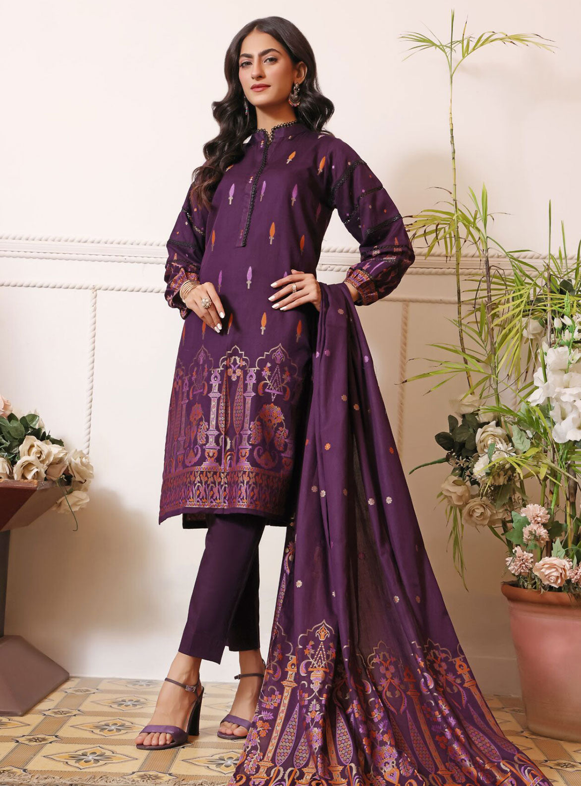 ZOELLA – JACQUARD BROOSHIA FANCY- 3P WINE BERRY