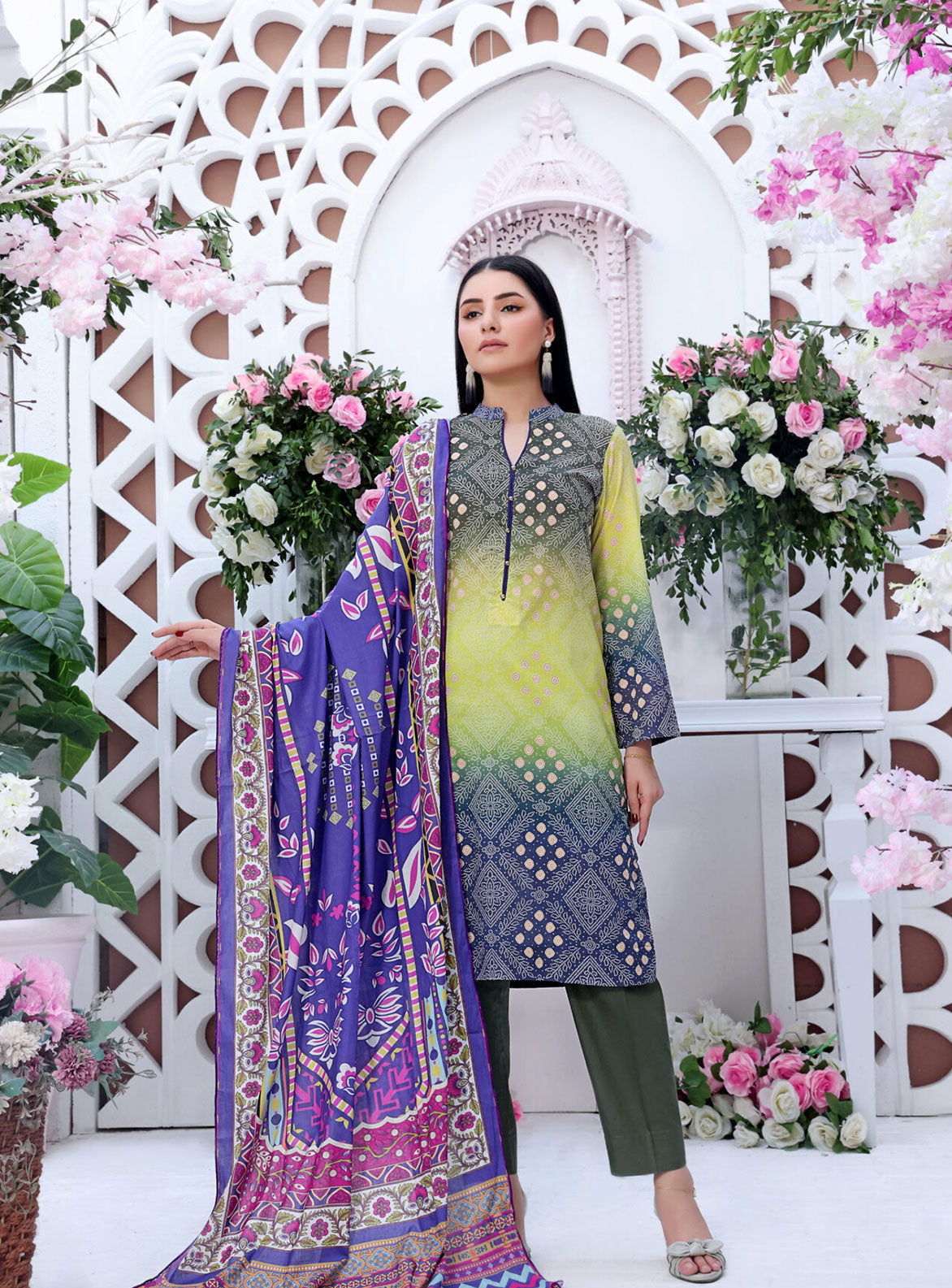 ZOELLA – DIGITAL PRINTED LAWN- 3P ZAIB TAN