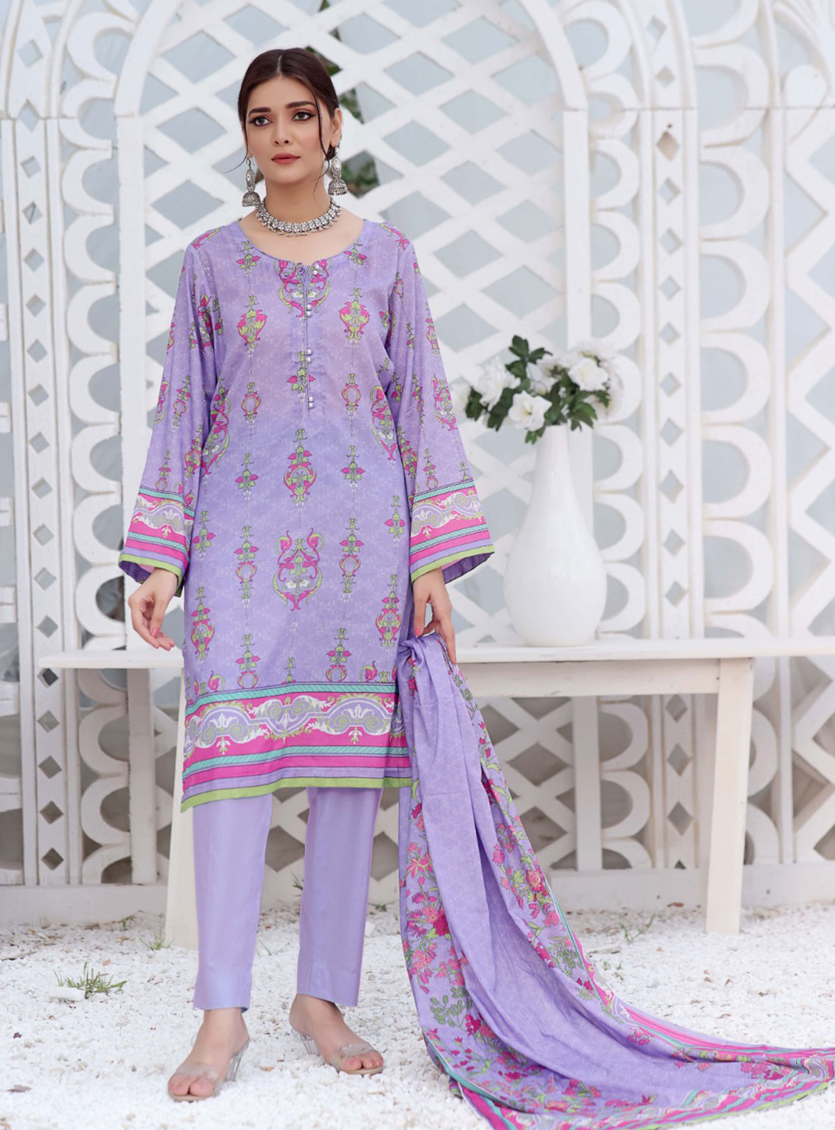 ZOELLA DIGITAL PRINTED LAWN- 3P ZAIB TAN