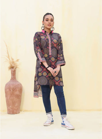 ZOELLA – KURTI UNSTITCHED- DIGITAL PRINTED LAWN- 1 PC
