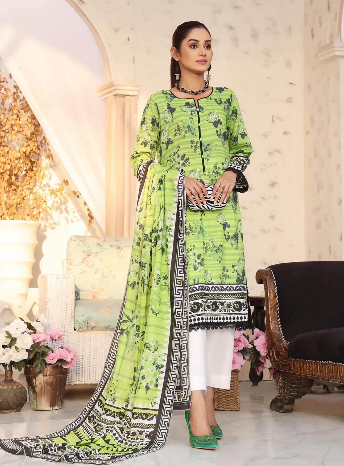 ZOELLA DIGITAL PRINTED LAWN- 3P ZAIB TAN