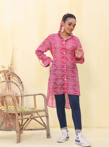 ZOELLA – KURTI UNSTITCHED- DIGITAL PRINTED LAWN- 1 PC