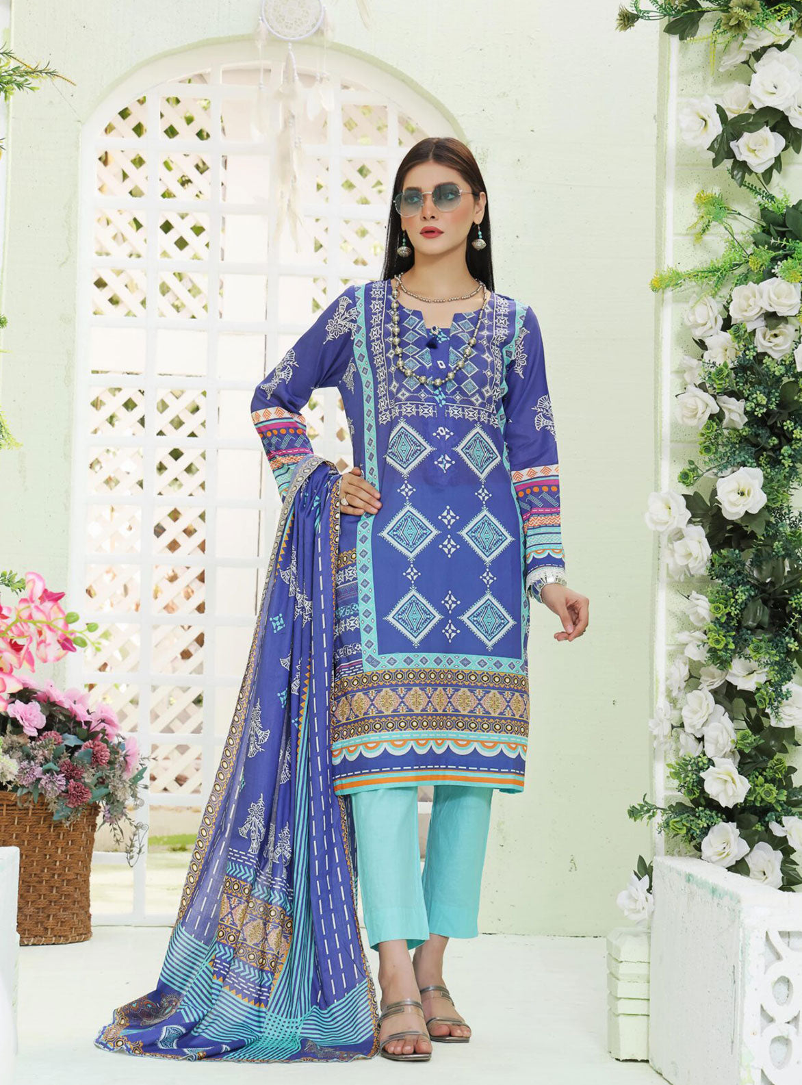 ZOELLA DIGITAL PRINTED LAWN- 3P ZAIB TAN