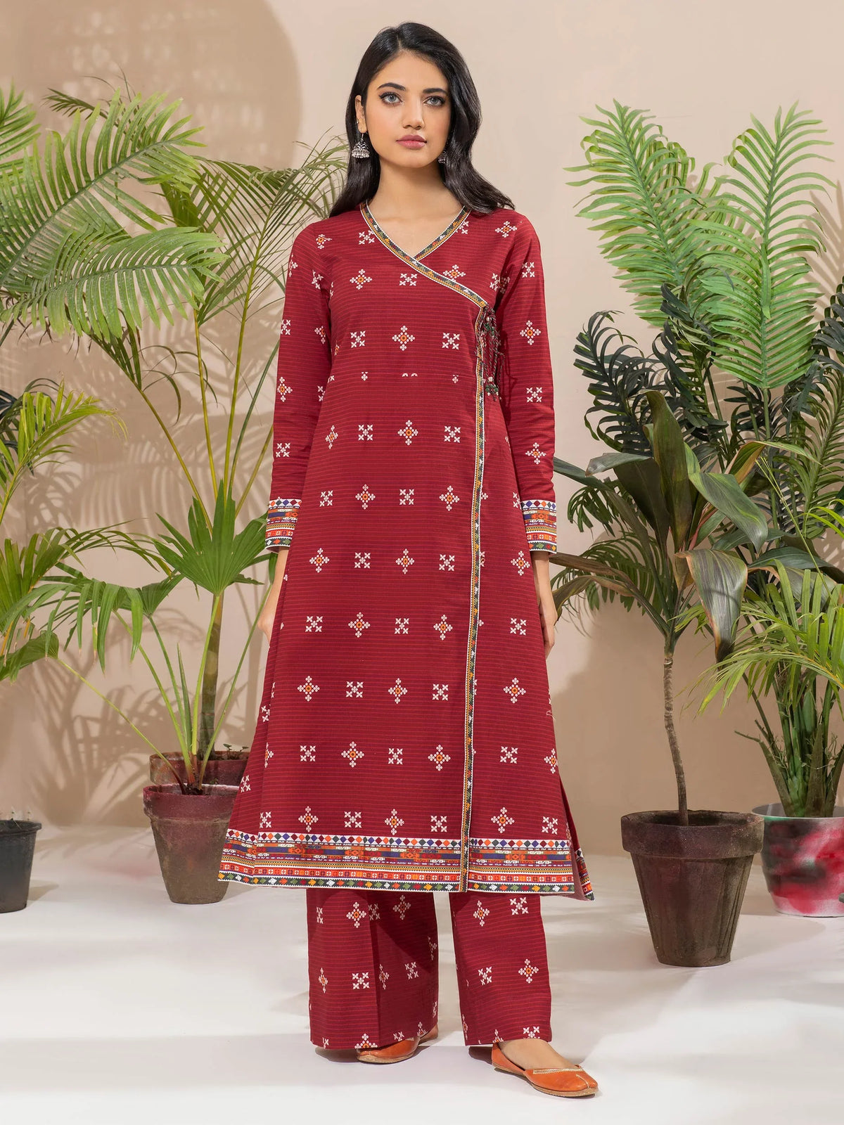Limelight Winter printed Khaddar Unstitched Single Shirt U2497 Maroon