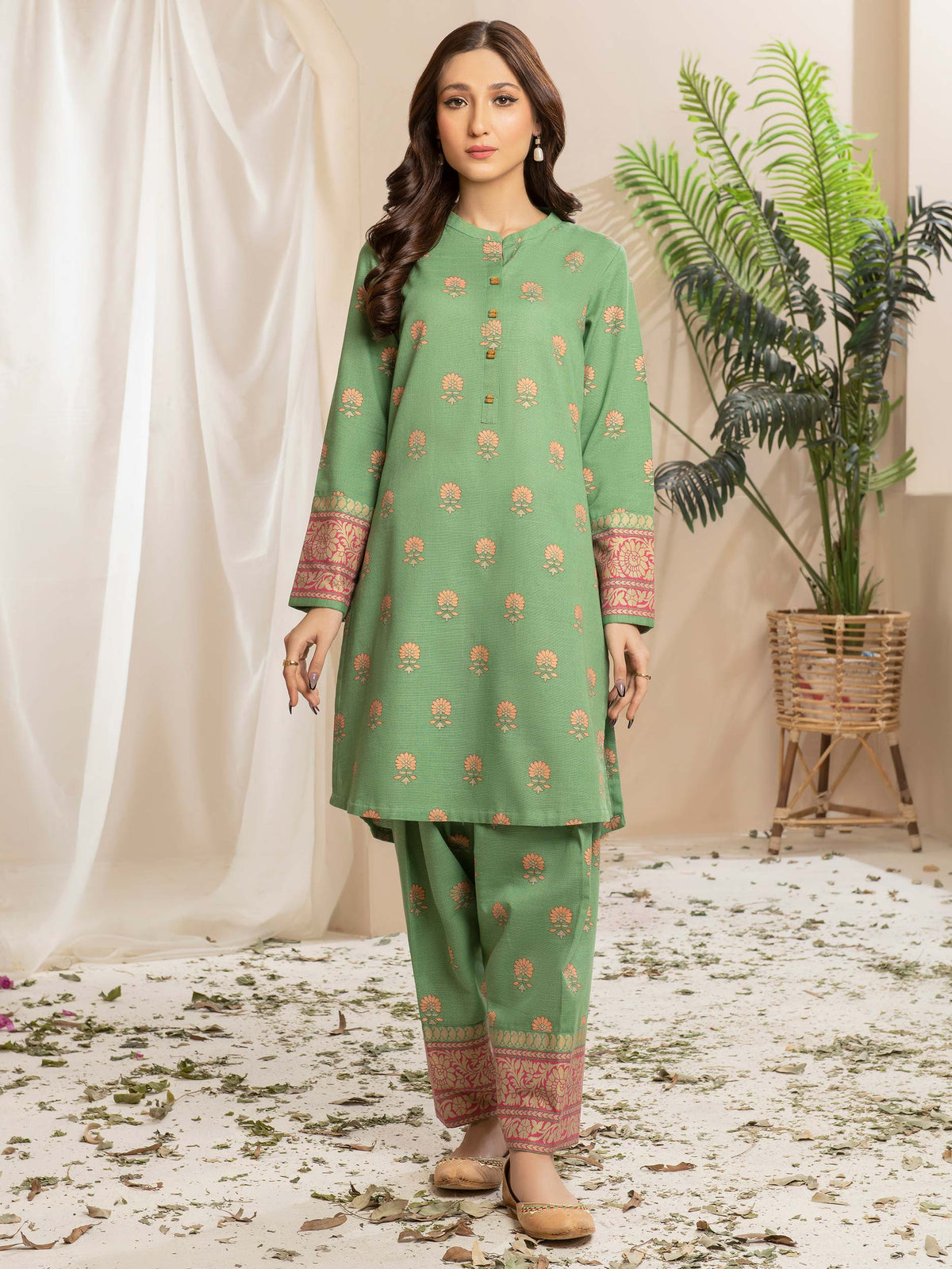 Limelight Winter printed Khaddar Unstitched Single Shirt U2516 Green