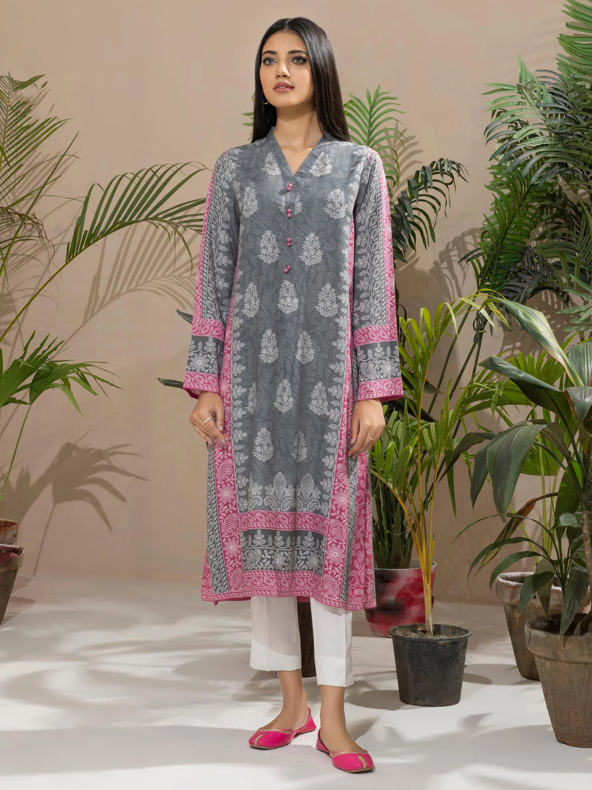 Limelight Winter printed Linen Unstitched Single Shirt U2527 Grey