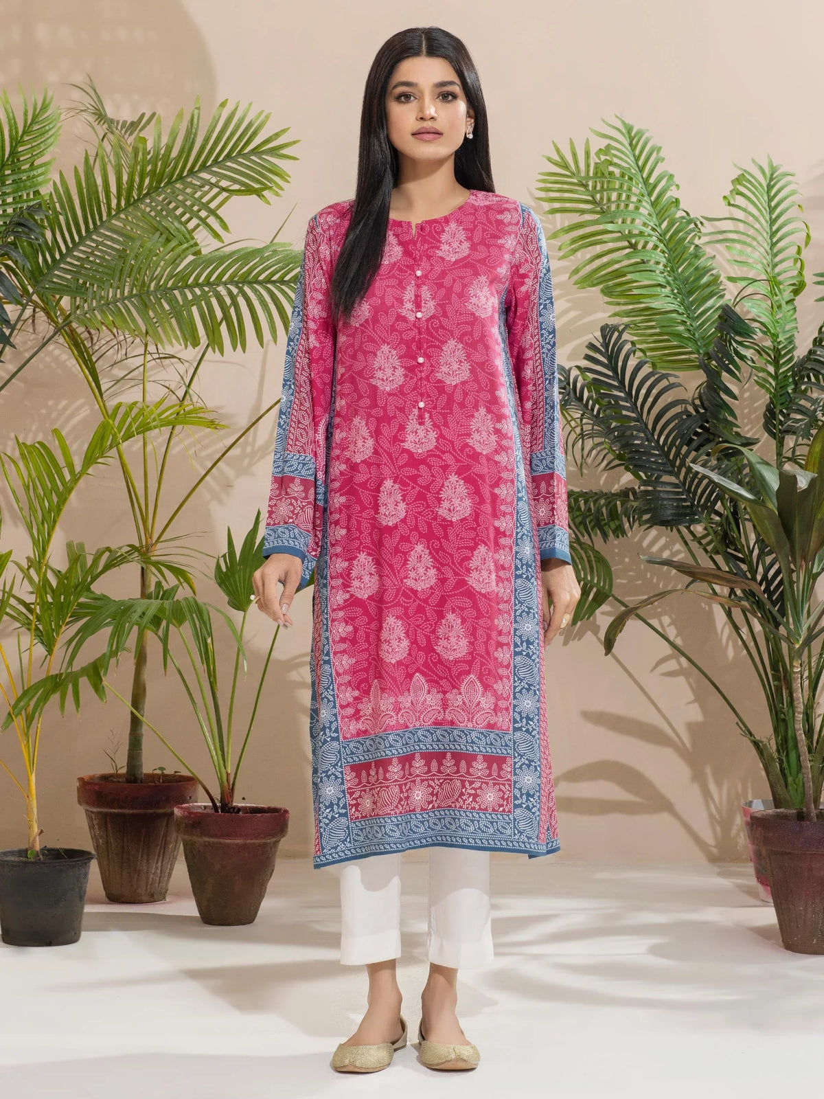 Limelight Winter printed Linen Unstitched Single Shirt U2527 Pink