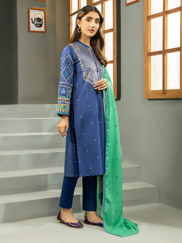 Limelight Winter printed khaddar Unstitched 3Pc Suit U2559 Blue
