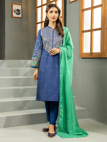 Limelight Winter printed khaddar Unstitched 3Pc Suit U2559 Blue