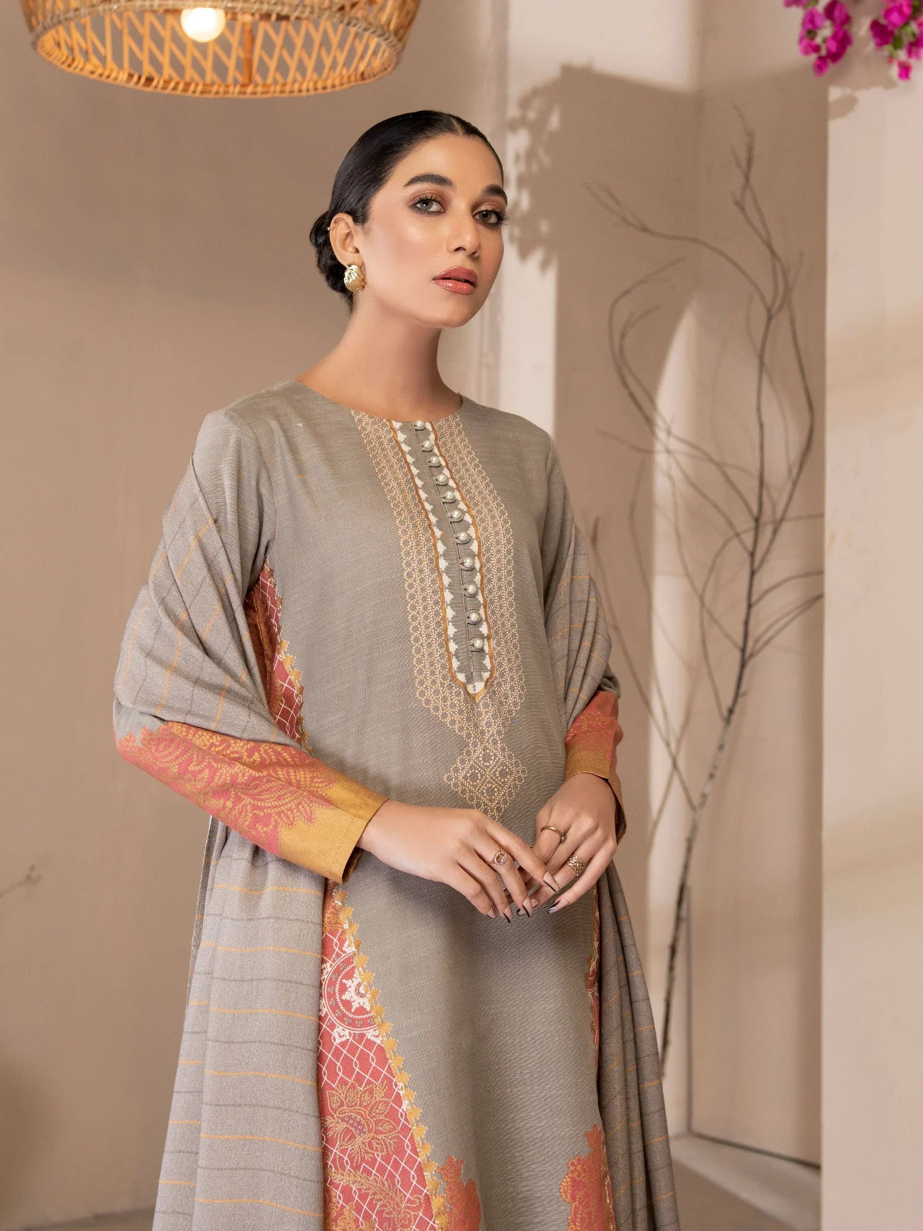 Limelight Poly Wool Shawl Limelight Winter Embroidered Unstitched