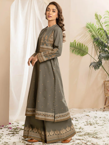 Limelight Winter printed khaddar Unstitched 2pc Suit U2570 Army Green