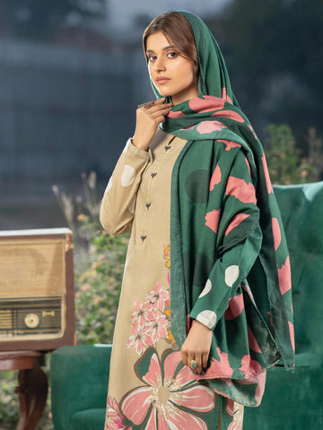 Limelight Winter printed khaddar Unstitched 3Pc Suit U2603 Beige