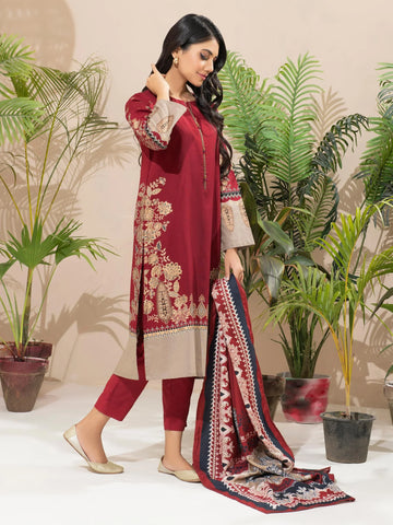 Limelight Winter printed khaddar Unstitched 3Pc Suit U2609 Red