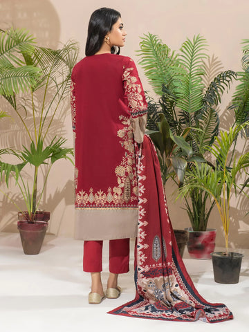 Limelight Winter printed khaddar Unstitched 3Pc Suit U2609 Red
